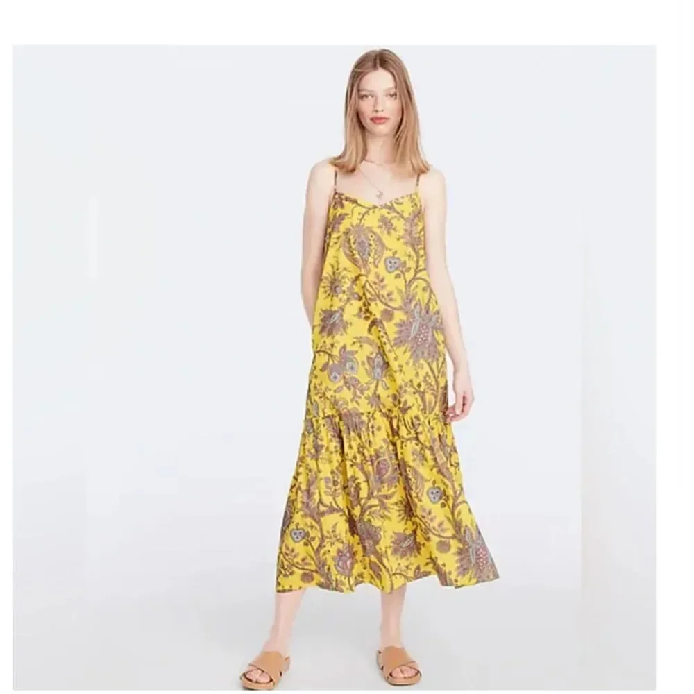 J. Crew Collection Poplin Raffi Golden Paisley tiered midi dress